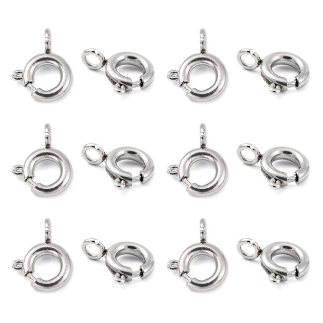HLONK 50 Pcs Anneaux à Ressort en Acier Inoxydable 304 Résistant à la Ternissure, Couleur Acier Inoxydable, Trou 18.5x14x2.5mm, 3mm DIY