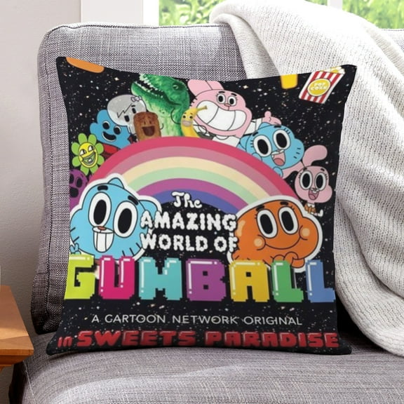 The Amazing World of Gumball Throw Pillow Covers** Skin-Rejuvenating Silk Covers – Anti-Aging & Moisture-Balance for Bedroom/Car,18"×18"(45x45CM)