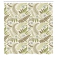 thumbnail image 3 of Ambesonne Botany Shower Curtain, Curlicue Fern Leaves Art, 69"Wx84"L, Eggshell and Dark Tan, 3 of 5