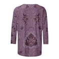 thumbnail image 5 of Fengqque Women's 3/4 Length Sleeve Tops Summer Printed Dressy Casual Tunic Blouses Shirts for Women Purple XXXXXL(XXXXXL), 5 of 5