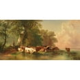thumbnail image 2 of Friedrich Voltz 24x14 Black Ornate Framed Double Matted Museum Art Print Titled: Livestock Racing on the Lake Shore (Approx. 1870), 2 of 5