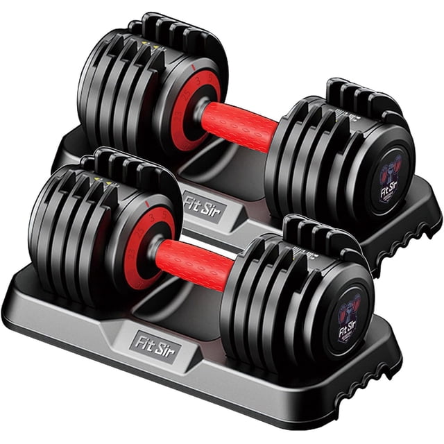 Set de mancuernas ajustables Fit Sir 10 en 1, 25 lb, con seguro de bloqueo