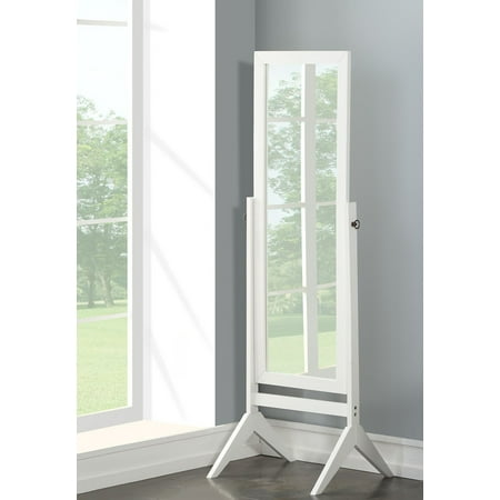 - Legacy Decor White Finish Wood Rectangular Cheval Floor Mirror, Free Standing Mirror