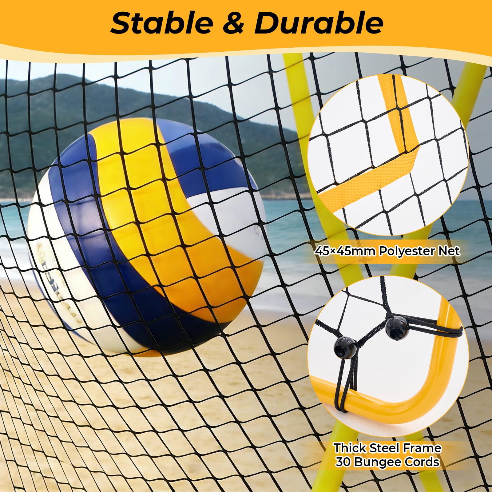 CONCETTA Volleyball Rebounder Net, Adjustable Angle Ball Return Equipment for Indoor Outdoor Use, Durable & Portable with Carry Bag