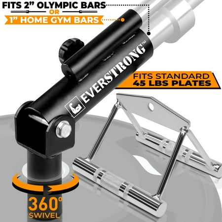 EverStrong T Bar Row with V Bar Attachment - Fits 1 and 2 inches Olympic Bars - T Bar Row Landmine Attachment - High-quality Durable Steel with Chrome Coated Finish