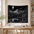 thumbnail image 5 of Mountain Lake Monochromatic with Nocturnal Wilderness Lined, Mystical Fantasy for Space Lovers, Wall Decor, Housewarming Gift, Tapestry Wall Hanging for Dorm and Living Room, 5 of 7