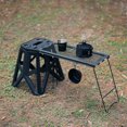 thumbnail image 4 of Mesa de rejilla multifuncional, taburete colgante lateral, mesa plegable para exteriores, estante de hierro portátil para acampar, mesa portátil para Picnic, 4 of 4