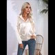thumbnail image 4 of Blusas de Satén para Mujer, Informales, de Larga, con Botones, Elegantes, para Trabajo y Negocios Champán S, 4 of 10
