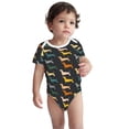 thumbnail image 3 of Daiia Plaid Dachshund Printed Unisex-Baby Short Sleeve Onesies Bodysuits Baby Climbing Clothes Soft and Comfortable Romper with Expandable Shoulder Design-6 Months, 3 of 8