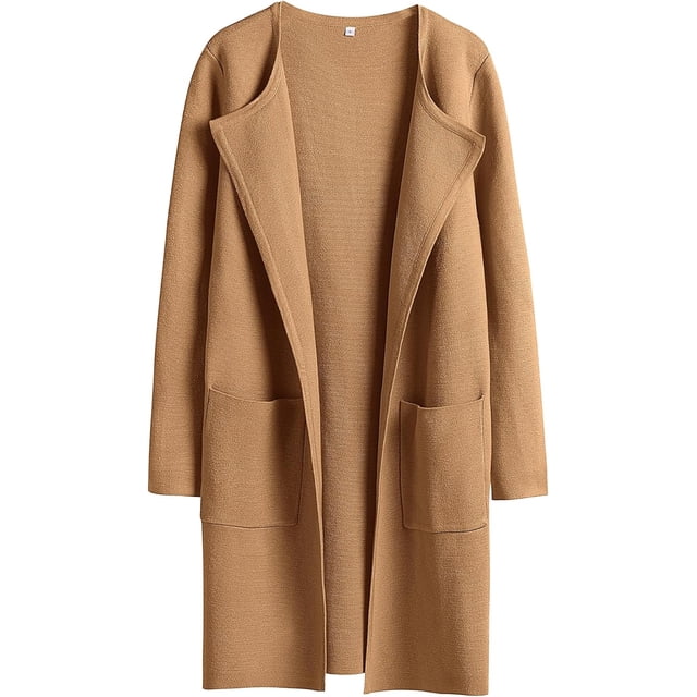 ANRABESS Cárdigan de punto con frente abierto para mujer, manga larga, solapa, informal, sólido, elegante