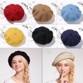thumbnail image 5 of French Baggy Winter Warm Autumn Beret Hat Felt Berets Flat Cap Hat Wool Beret Cap WHITE, 5 of 8