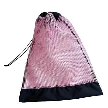 Mesh Drawstring Pouch Scuba Dive Mesh Bag Water Sport Storage Holder 15.5 x 12.5'' Flippers Shoes Gear Storage Holder Carry Net Pouch Sack Pink