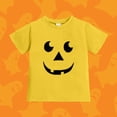 thumbnail image 2 of Gunia Halloween Kids T Shirts Cotton Pumpkin Graphic Print Short Sleeve Crew Neck Casual Thanksgiving Tops Toddler Boys Girls Tee Shirts Yellow 1-13 Years, 2 of 5