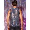 thumbnail image 3 of Unique Bargains Men's Sequin Tank Top Shiny Nightclub Metallic Sleeveless T-Shirts M Silver, 3 of 7