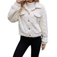 thumbnail image 2 of Winter Fleece Heating Jacket for Women Button Down Stand Collar with Pockets Coats White S, 2 of 9