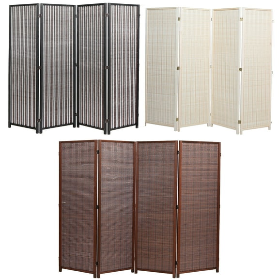 Legacy Decor Wood and Bamboo Weave 3 Panel Room Divider, 71" Tall, Natural Color