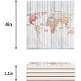 thumbnail image 3 of POGLIP World Map on Wooden Plank Set of 4 Coaster for Drinks, Absorbent Ceramic Stone Coasters Cup Mat with Cork Base for Home Kitchen Room Coffee Table Bar Decor, 3 of 4