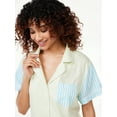 thumbnail image 3 of Joyspun Women's Woven Notch Collar Pajama Top, Sizes S to 3X, 3 of 5