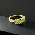 thumbnail image 3 of Gem Stone King 2.12 Ct Oval Green Peridot 18K Yellow Gold Plated Silver Moissanite Ring (Size 8), 3 of 4