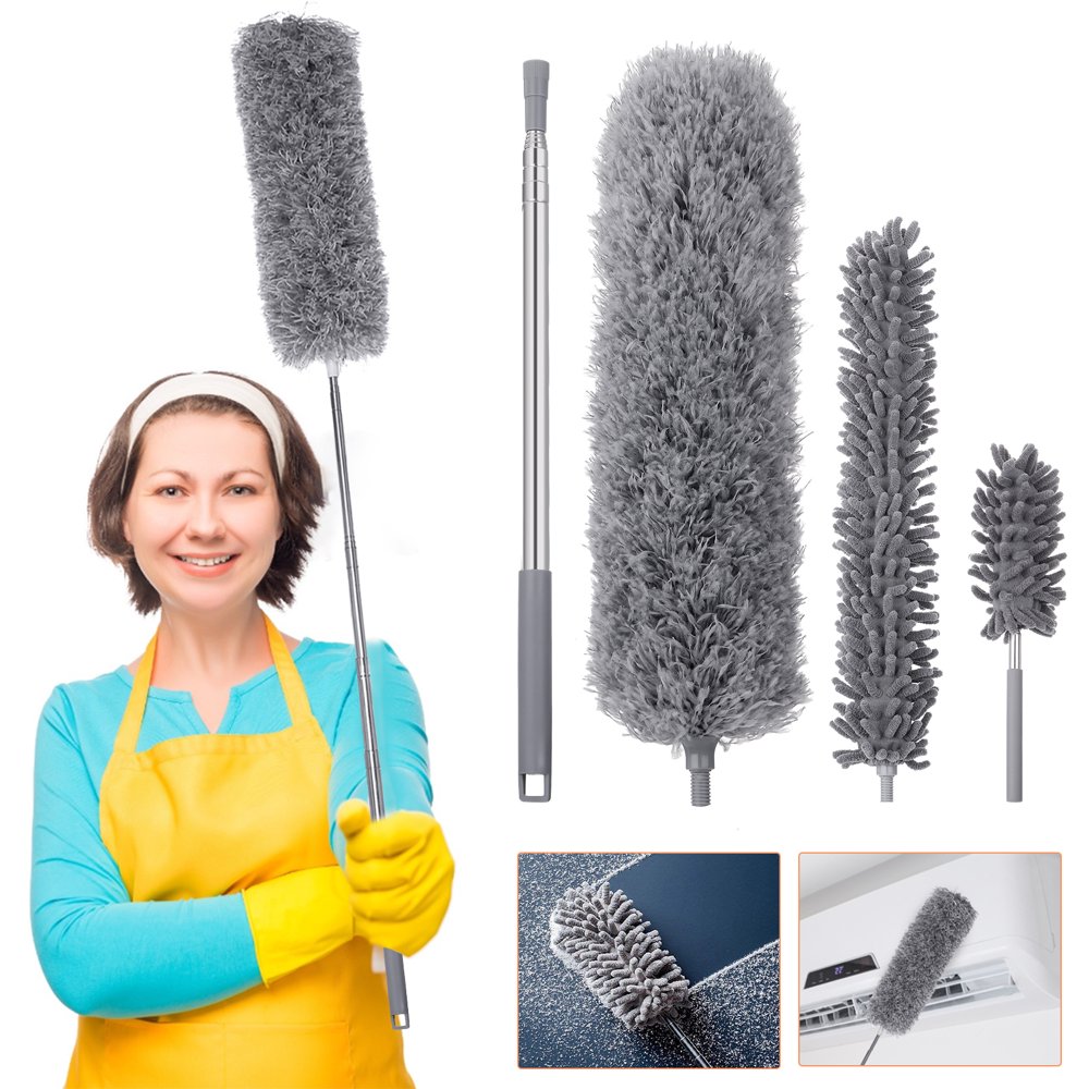 Microfiber Duster 4 PCS for Cleaning with Extension Pole(30100inch