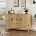 thumbnail image 3 of Vabches 47.2" W Fluted Sideboard Credenza Cabinet, 2-Doors 3-Drawer Wood Buffet Storage Cabinet with Adjustable Shelves, 3 of 9