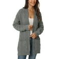 thumbnail image 4 of INSPIRE CHIC Women's Fall Winter Long Sleeve Cable Knit Open Front Sweater Cardigan with Pockets S Grey, 4 of 6