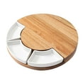 thumbnail image 1 of yuksok Unique Bamboo Cheese Board Platter and Set Cutting with Hidden Slid-Out Drawer white, 1 of 7