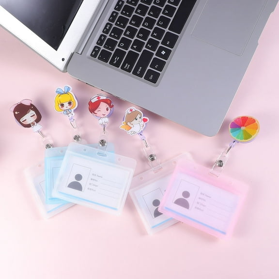 Toddmomy Nurse Reel Badge Cover 5Pcs Pink Rectangle Shape For Hospital Visibility 10x8x0.5Cm