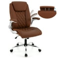 thumbnail image 1 of Costway PU Leather Office Chair Height Adjustable Executive Chair with Adjustable Headrest Brown, 1 of 9