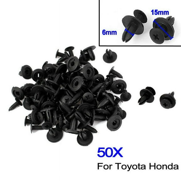 Rooha 50 Pcs Car Door Bumper Fender 6Mm Dia Hole Black Plastic Screw Rivets Fasteners Strong Pp Plastics Nuts & Bolts