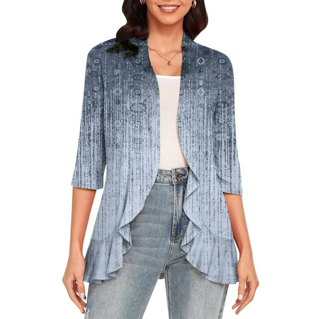 TIMIFIS Women's Casual Long Sleeve Open Front Lightweight Drape Cardigans-Blue-7-SFall s