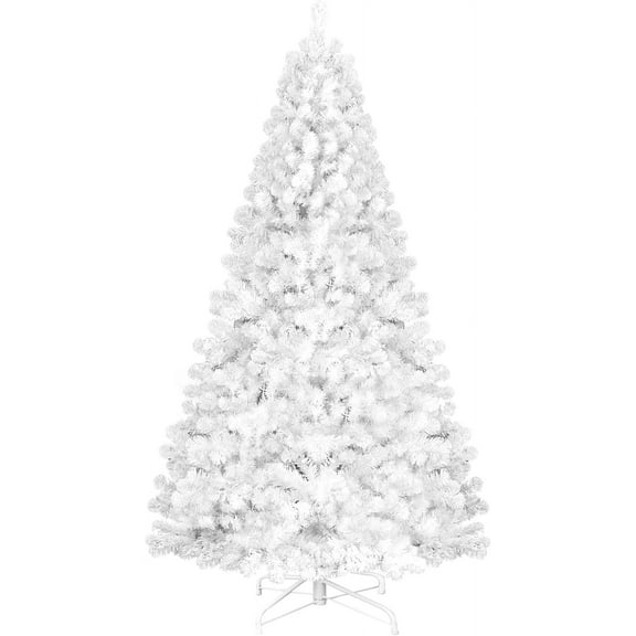 9FT White Christmas Tree, Artificial Snowfield Christmas Douglas Fir Tree, Christmas Party Decoration, Easy to Clean and Assemble, Foldable and Sturdy Metal Base,White Xmas Tree