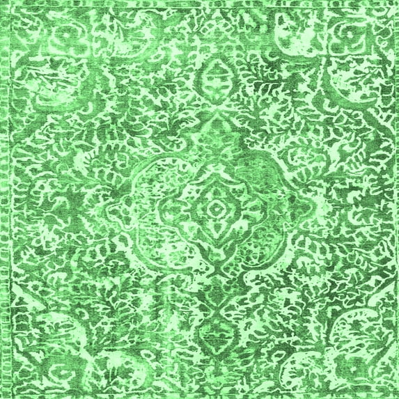 Ahgly Company Indoor Square Abstract Emerald Green Modern Area Rugs, 5' Square
