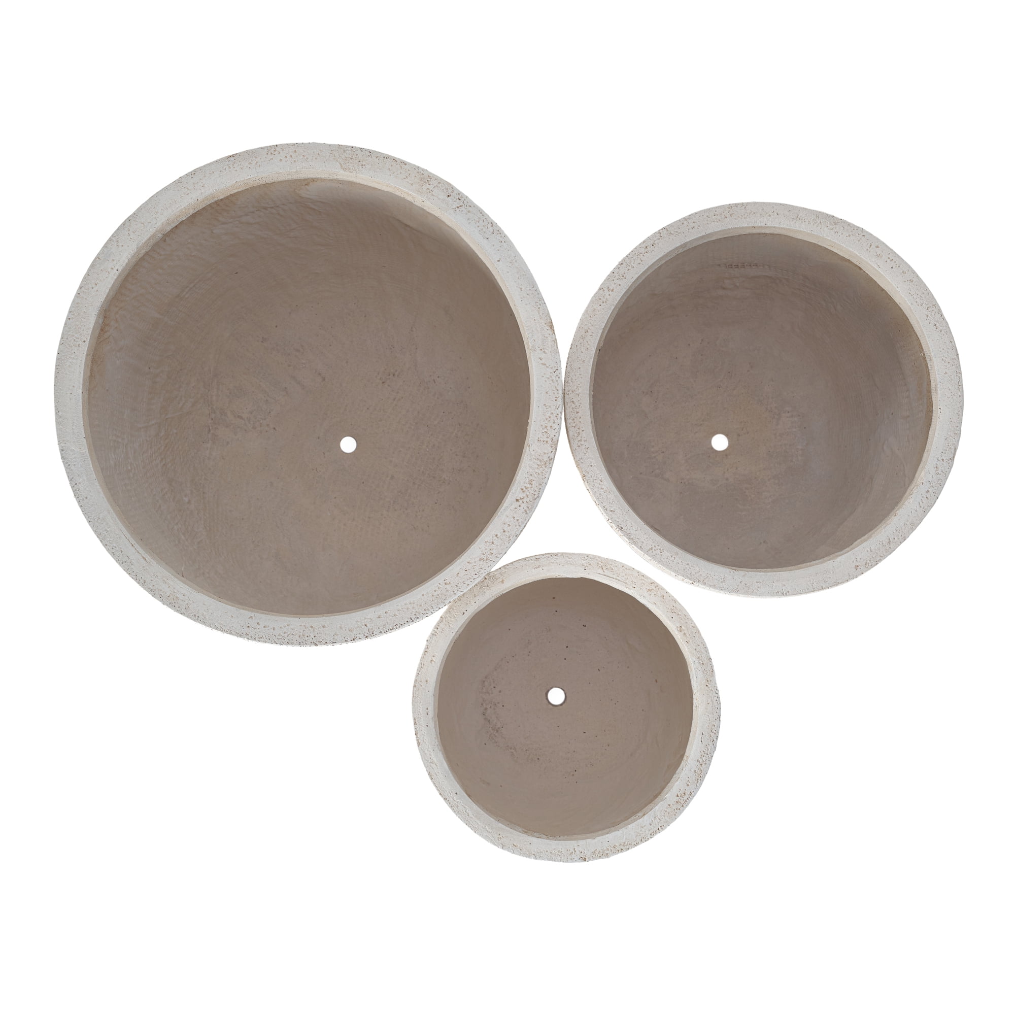 Harper & Bright Designs 3 Pieces Outdoor Concrete Planter Set, Patio Flower Pots Stone-Look Textured with Drainage Holes and Rubber Plug for Garden Poolside, Beige