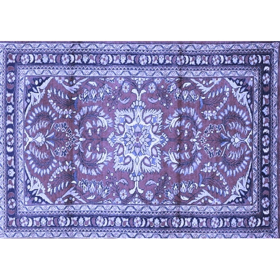 Ahgly Company Machine Washable Indoor Rectangle Persian Blue Traditional Area Rugs, 5' x 8'