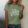 thumbnail image 1 of Jienlioq Hauts de Sortie pour Femmes T-shirt Imprimé Col Rond Manches Courtes Vert Armée P, 1 of 5