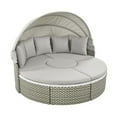 thumbnail image 4 of Harper & Bright Designs Outdoor Rattan Round Sunbed with Retractable Canopy, Patio Outdoor Round Daybed Sectional Sofa Set, Two-Tone Weave Sunbed with Separate Seating and Removable Cushion, Gray, 4 of 20