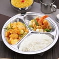 thumbnail image 4 of Plato de cena de acero inoxidable 304, tres secciones, platos redondos de Control de porciones divididas, bandejas de comida para acampar, servir 24cm, 4 of 5