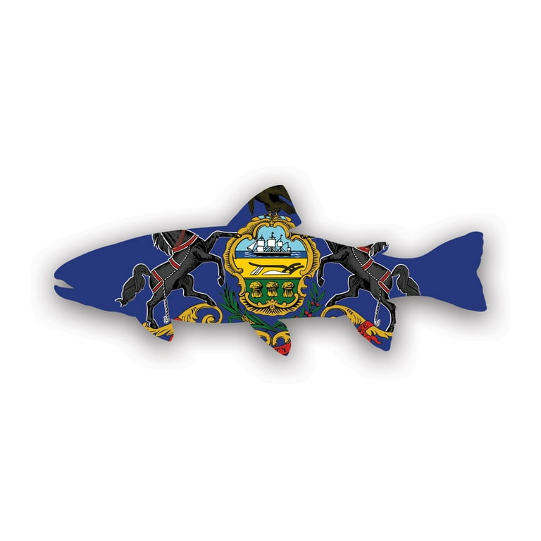 Pennsylvania State Shaped Trout Sticker Decal - Self Adhesive
