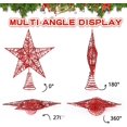 thumbnail image 6 of 10 Inch LED Star Tree Topper - Red Metal Ornament with Lights for Christmas Tree Decoration Christmas Tree Topper, Gold Glitter Hollow 5-Point, 6 of 6
