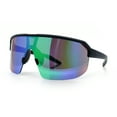 thumbnail image 4 of Mens Oversized Color Mirror Shield MTB Half Rim Sport Plastic Sunglasses Black - Teal Mirror, 4 of 8
