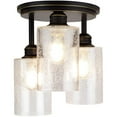 thumbnail image 1 of Depuley 9.64" 3-Light Industrial Semi Flush Mount Rustic Ceiling Light with Bubble Glass Shade for Hallway Kitchen Entryway 3xE26 Base, 1 of 7