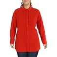 thumbnail image 1 of Nina Parker Womens Textured Button Up Shirt, Red, 1X, 1 of 1