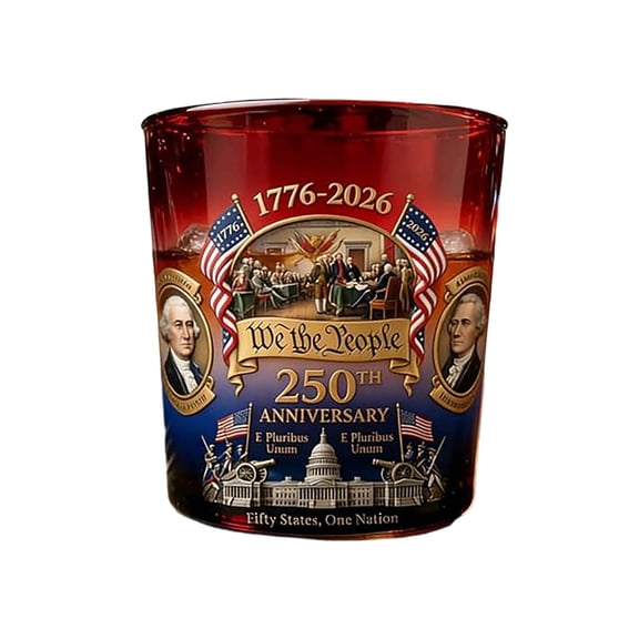 America 250th AnniversaryâWe The PeopleâHeritage Glass Cup Declaration Of Independence Printed Glasses Liquor Scotch Bourbon Father's Day Patriotic Gift 250 Anniversary Bottle