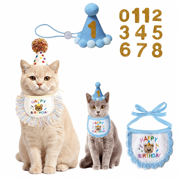 Pet Birthday Party Decorations: 2-Piece Drool Bib & Hat