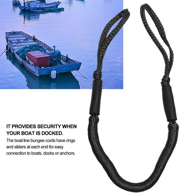 Corde d'Amarrage Extensible pour Bateau Absorbant les Chocs Bungee Ligne de Quai Noir