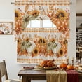 thumbnail image 4 of Fall Pumpkins Swag Curtains for Living Room/Bedroom Windows, Thanksgiving Maple Leaf Berry Orange Check Kitchen Curtains and Valances Set 36 Inch Length, Light Filtering Swags Valance Curtain Panels, 4 of 8