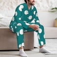 thumbnail image 7 of Sikiie Teal And White Polka Dot Mens Pajama Set, Soft Warm Long Sleeve Sleepwear, Cozy Button-Down Pjs for Men-Medium, 7 of 7