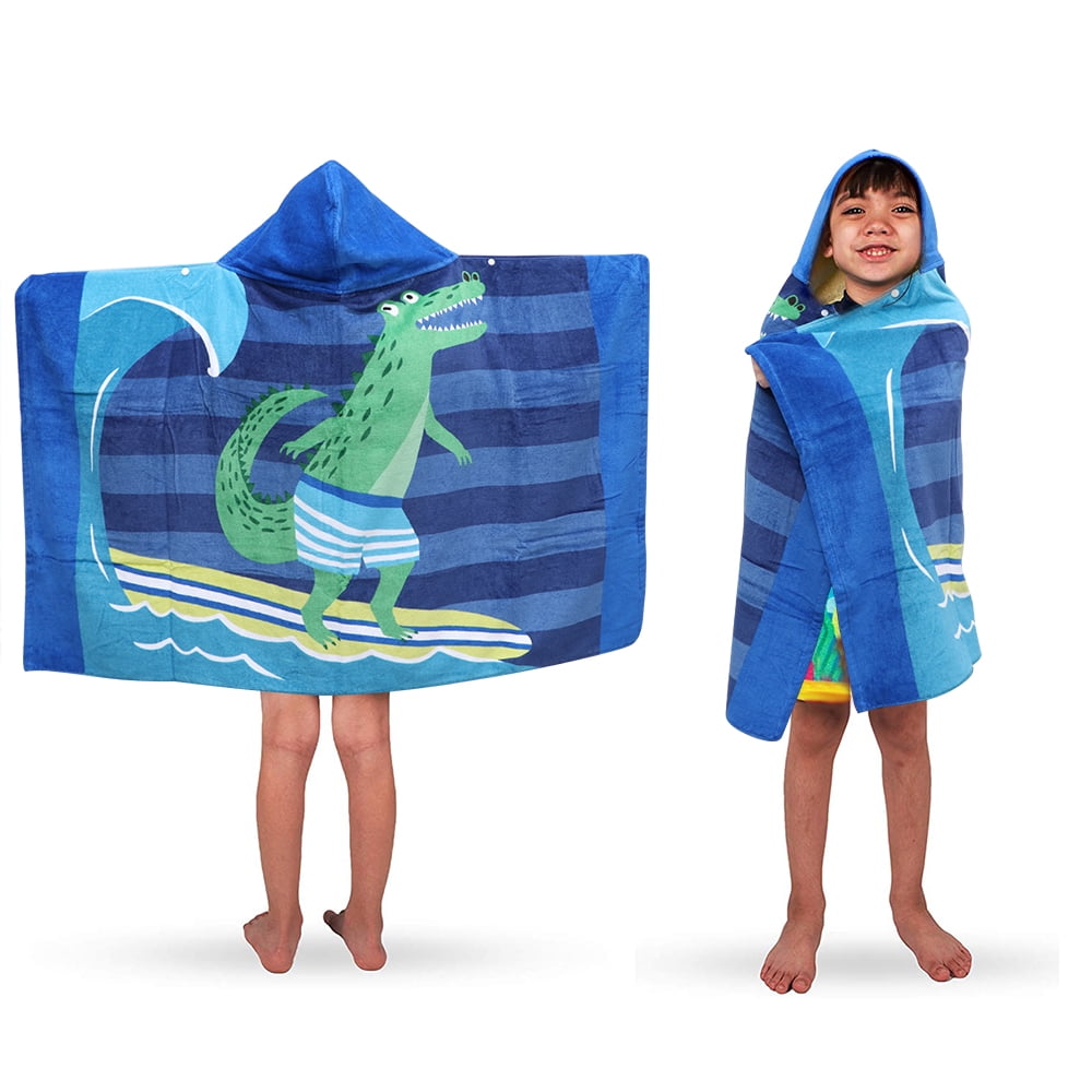 Adult Kids Hooded Towel Children Bathrobe Poncho Beach Bath Swimming Towel-Surf 