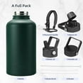thumbnail image 4 of BJPKPK Half Gallon Insulated Water Bottles with Straw Lid,64oz Large Water Bottle,Stainless Steel Water Bottles with 3 Lids and Paracord Handle, Water Bottle for Hot & Cold Liquid, Army Green, 4 of 7
